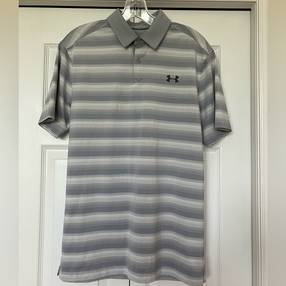 Under Armour Men's Gray Striped Polo Shirt
